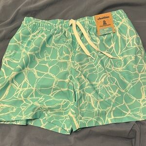NWT Men Chubbies Aqua and Cream Swim Shorts Trunks